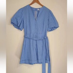 Much Loves Sophie x Pearl by Lela Rose Romper Blue White Check Size 6 Womens
